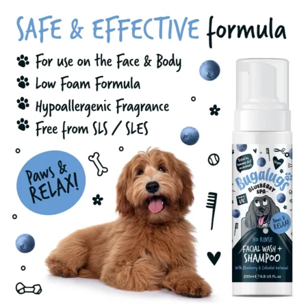 Bugalugs No Rinse Facial Wash & Shampoo with Blueberry & Colloidal Oatmeal for Dogs - Image 4